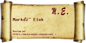 Markó Elek névjegykártya